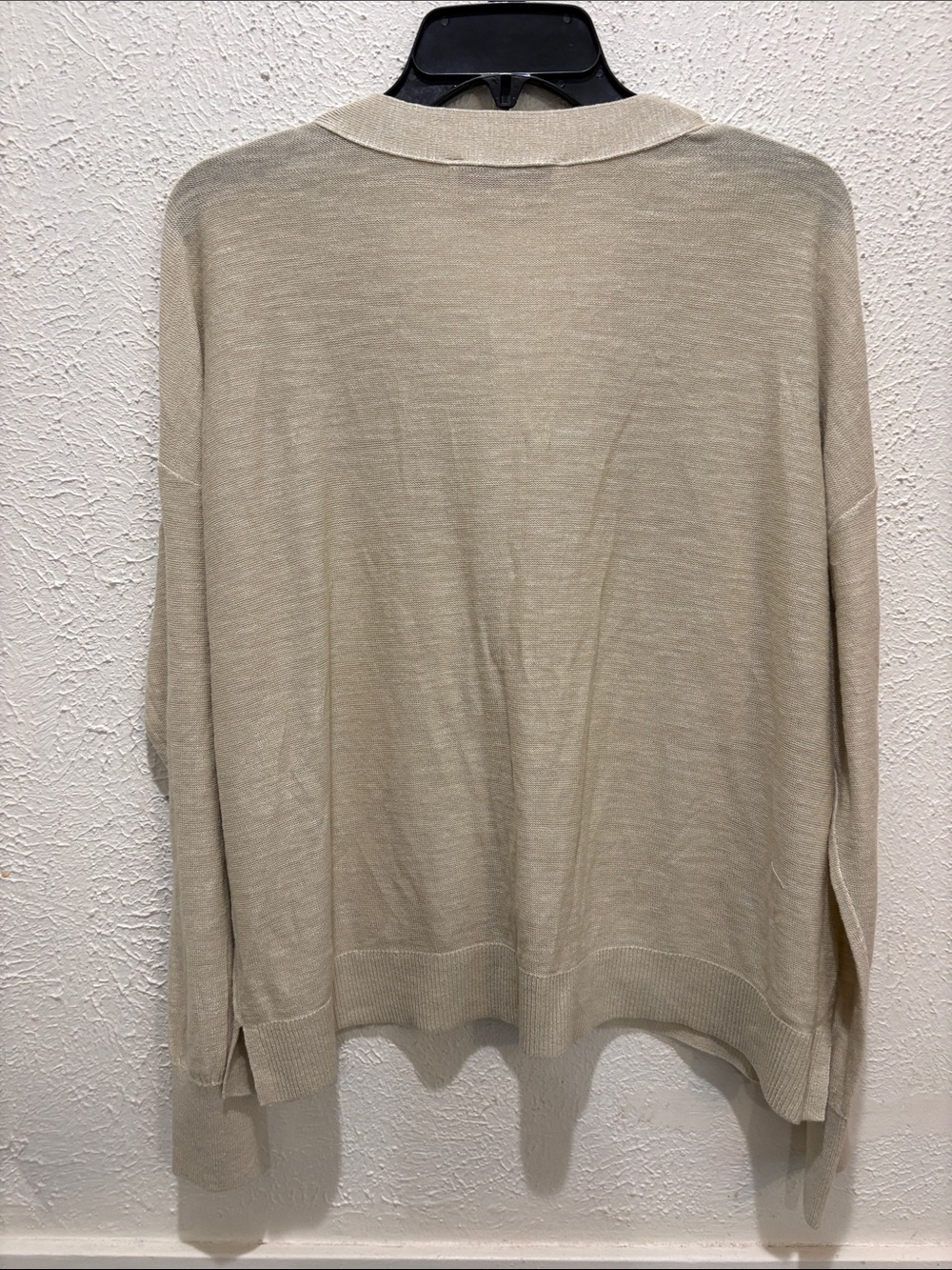 LOFT Cream Lightweight V-Neck Button Front Cardigan - Picture 3 of 3